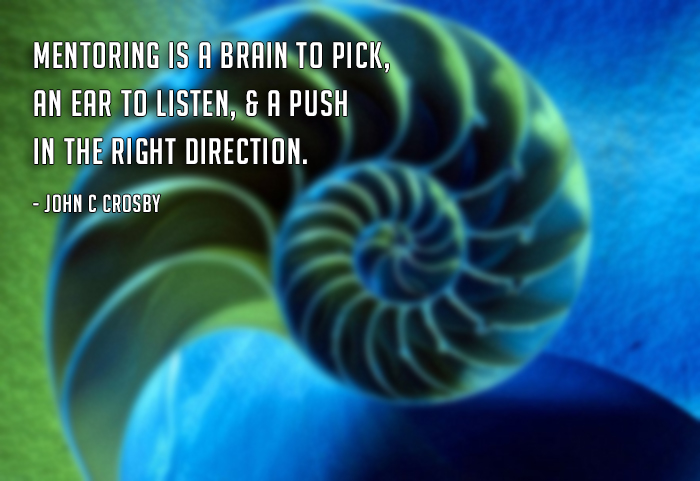 spiritual mentoring quote - mentoring is a brain to pick, an ear to listen, & a push in the right direction.